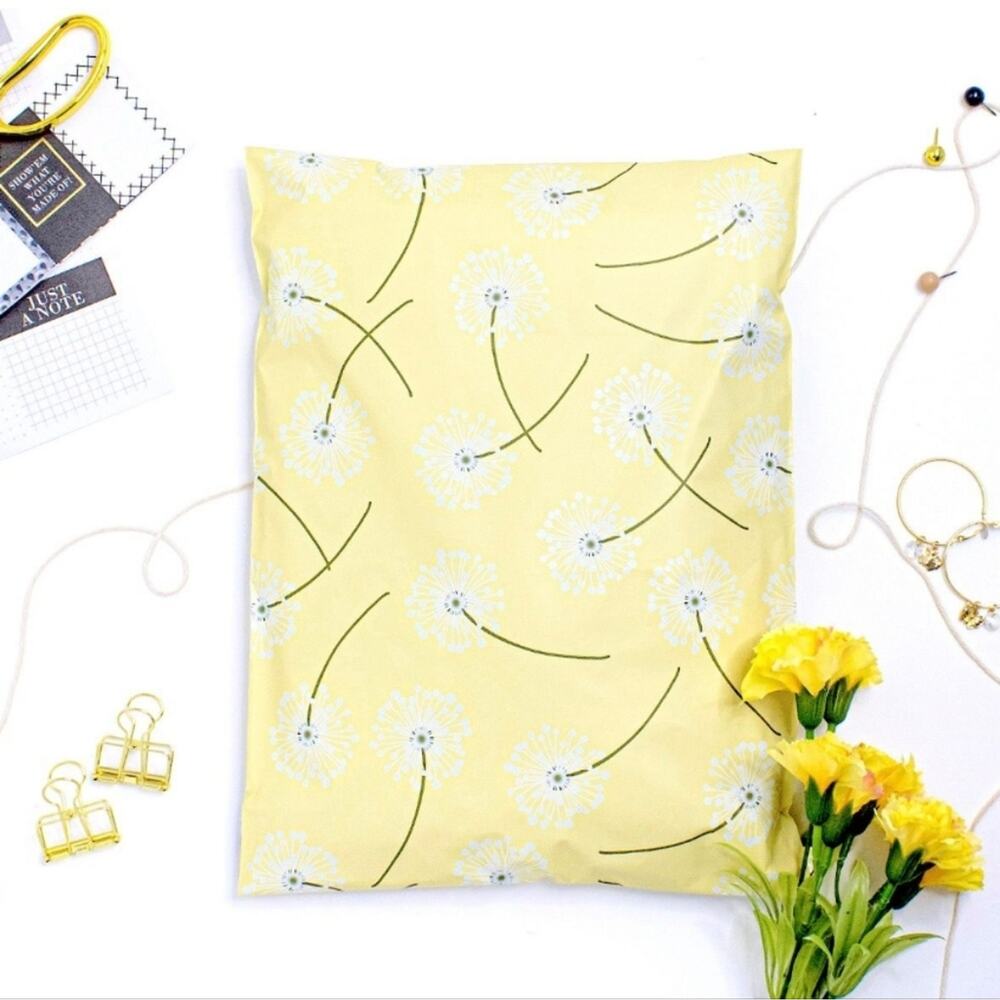 25 Designer Dandelion Mailers  Self-Sealing Poly Mailers 12"x15.5"